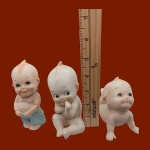 Lefton kewpie vtg set of 3 porcelain babies